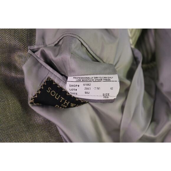 Southwick for Paul Simon Blue/Gold Herringbone Silk 2-Btn Sportcoat Blazer 42R - Picture 8 of 8